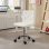 Sedia Da Ufficio Regolabile Aosom Pelle PU Schiuma Acciaio 44x50x78-88 cm Bianco