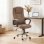 Sedia Da Ufficio Ergonomica Aosom Reclinabile Tessuto Lin Marrone
