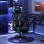Sedia da Gaming Aosom con Supporto Lombare Tessuto Nero Blu