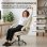 Sedia Da Ufficio Girevole in PU Beige Dondolo Altezza Regolabile