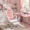 Sedia Gaming Aosom Orecchie Rosa con Poggiapiedi