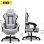Silla GTPLAYER Ergonómica Gaming con Soporte Pies y Tela Blanco-Gris