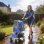 Passeggino per cani Aosom pieghevole con copertura antipioggia e cuscino lavabile blu