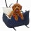 Seggiolino Auto per Cani Piccoli Aosom Guinzaglio di Sicurezza Rimovibile e Lavabile Blu