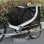Rimorchio bici per cani Aosom 130x73x90 Bianco Nero Finestre bandierina