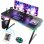 Schreibtisch GTPLAYER Gaming Tisch 120x60 LED Kopfhörerhalter - Schwarz
