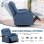 Sillón Relax De Tela Para Salón Con Respaldo Ajustable Manual, Reposapiés Extraíble, Giro 360°, Portavasos, Bolsillos Laterales Y Diseño Ergonómico - Azul