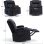 Sillón Relax Giratorio Manual Para Adultos Con Respaldo Y Reposapiés Ajustables, Sillón Lounge 360° Para Salón, Tela Suave, Ergonómico - Negro