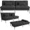 Sofá Cama Con Función De Cama, Funda Futón Plegable, Sofá Cama, Sofá Esquinero, Cama Invitados, Sofá 3 Plazas, Con Respaldo Ajustable En Tela - Negro