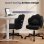 Silla De Maquillaje Con Ruedas En Forma De Flor, Silla De Escritorio Con Doble Respaldo Y Cojín Nube, Silla Giratoria Altura Ajustable, Silla De Oficina Para Dormitorio Homeoffice, Chenille Brillante - Negro