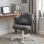 Silla De Maquillaje Con Ruedas En Forma De Flor, Silla De Escritorio Con Doble Respaldo Y Cojín Nube, Silla Giratoria Altura Ajustable, Silla De Oficina Para Dormitorio Homeoffice, Lino - Gris