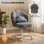 Silla De Maquillaje Con Ruedas En Forma De Flor, Silla De Escritorio Con Doble Respaldo Y Cojín Nube, Silla Giratoria Altura Ajustable, Silla De Oficina Para Dormitorio Homeoffice, Lino - Gris
