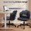 Silla De Escritorio En Forma De Flor Con Ruedas, Silla De Maquillaje Con Doble Respaldo Y Cojín Nube, Silla Giratoria Altura Ajustable, Silla De Oficina Para Dormitorio Homeoffice, Cuero Pu - Negro