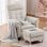 Sillón Relax Para Tv Con Función Reclinable, Sillón Reclinable Con Otomana Y 4 Respaldo Ajustable, Sillón Tapizado De Tela Individual Para Salón Dormitorio Home Cinema, Chenille - Beige