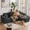 Divano angolare Boneless modulare letto 263cm velluto grigio senza montaggio