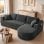 Divano angolare Boneless modulare letto 263cm velluto grigio senza montaggio