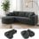 Divano angolare Boneless modulare letto 263cm velluto grigio grande destro