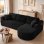Ecksofa Boneless 243cm Modular Samt Schwarz mit Chaiselongue