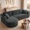 Divano angolare Boneless modulare letto 243cm velluto grigio senza montaggio