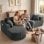 Divano angolare Boneless modulare letto 243cm velluto grigio senza montaggio