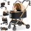 Gtplayer Carrito Para Mascotas 4 En 1 Plegable 25kg 360° Ventana Dosel Portavasos - Dorado