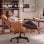 Chaise de bureau Welltin 90-135 repos bras tournants simili cuir marron