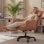 Chaise de bureau Welltin 90-135 repos bras tournants simili cuir marron