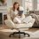 Chaise de bureau Welltin 90°-135°, accoudoirs pivotants, cuir synthétique blanc