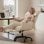 Chaise de bureau Welltin 90°-135°, accoudoirs pivotants, cuir synthétique blanc