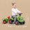 Tracteur a pedales Falk Claas - Volant et remorque