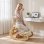 Silla ergonómica de rodillas Homcom pana crema madera abedul