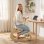 Silla ergonómica de rodillas Homcom pana crema madera abedul