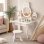 Tocador Infantil Aiyaplay con Taburete y Espejos Giratorios Rosa y Blanco Crema