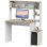 Mesa de escritorio con estantes Homcom moderna 114x45x138 cm blanco y natural