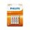 Pila Philips LongLife R03 AAA 1,5V Zinc-Carbon 4 Unita