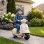 Moto eletrica Aiyaplay Mini Vespa GTS com rodas de apoio brancas