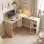 Mesa HOMCOM 836-753V00MX em L Branco Madeira Natural Gaveta 2 Prateleiras