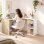 Mesa HOMCOM 836-753V00MX em L Branco Madeira Natural Gaveta 2 Prateleiras