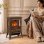 Chimenea eléctrica de suelo Homcom 2000 W con efecto llama regulable, termostato ajustable