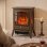 Chimenea eléctrica de suelo Homcom 2000 W con efecto llama regulable, termostato ajustable