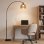 Candeeiro de Pé Homcom B31-537V91GY Base Mármore Preto Cinza Fumado 180 cm