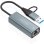 Adaptador Aisens USB-A/USB-C a Ethernet Gigabit 1000 Mbps 15 cm gris