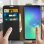 Custodia a libro Avizar in pelle nera per Samsung Galaxy S10 Plus