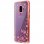 Avizar Funda Silicona con Flores/Pedrería y Bordes Oro Rosa Metalizado para Samsung Galaxy S9 Plus