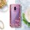 Avizar Funda Silicona con Flores/Pedrería y Bordes Oro Rosa Metalizado para Samsung Galaxy S9 Plus