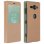 Avizar Funda Libro con Ventana Dorado para Sony Xperia XZ2 Compact