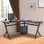 Homcom Mesa Esquinera Oficina 155x130x76cm Negra