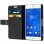 Avizar Funda Libro Billetera Negra para Sony Xperia Z3 Compact