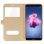 Avizar Funda Tipo Folio con Doble Ventana Dorada para Huawei P Smart