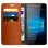 Avizar Funda Billetera de Cuero Marrón para Nokia Lumia 950